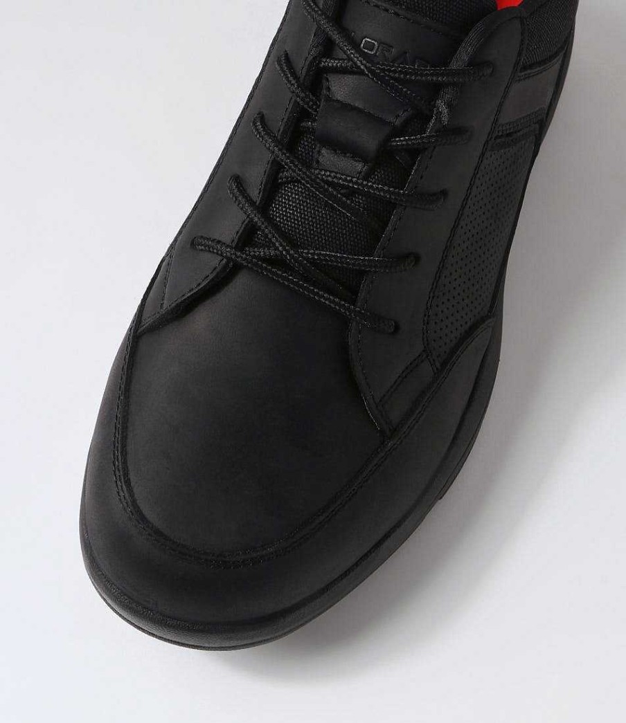 Men Williams Shoes | Reach Black Crazyhorse Leather Lace Up Flats ...